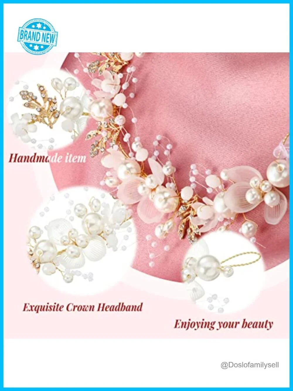 2 Pcs Flower Girl Headpiece Rhinestone Crystal Pearl Headband Hair Accessories